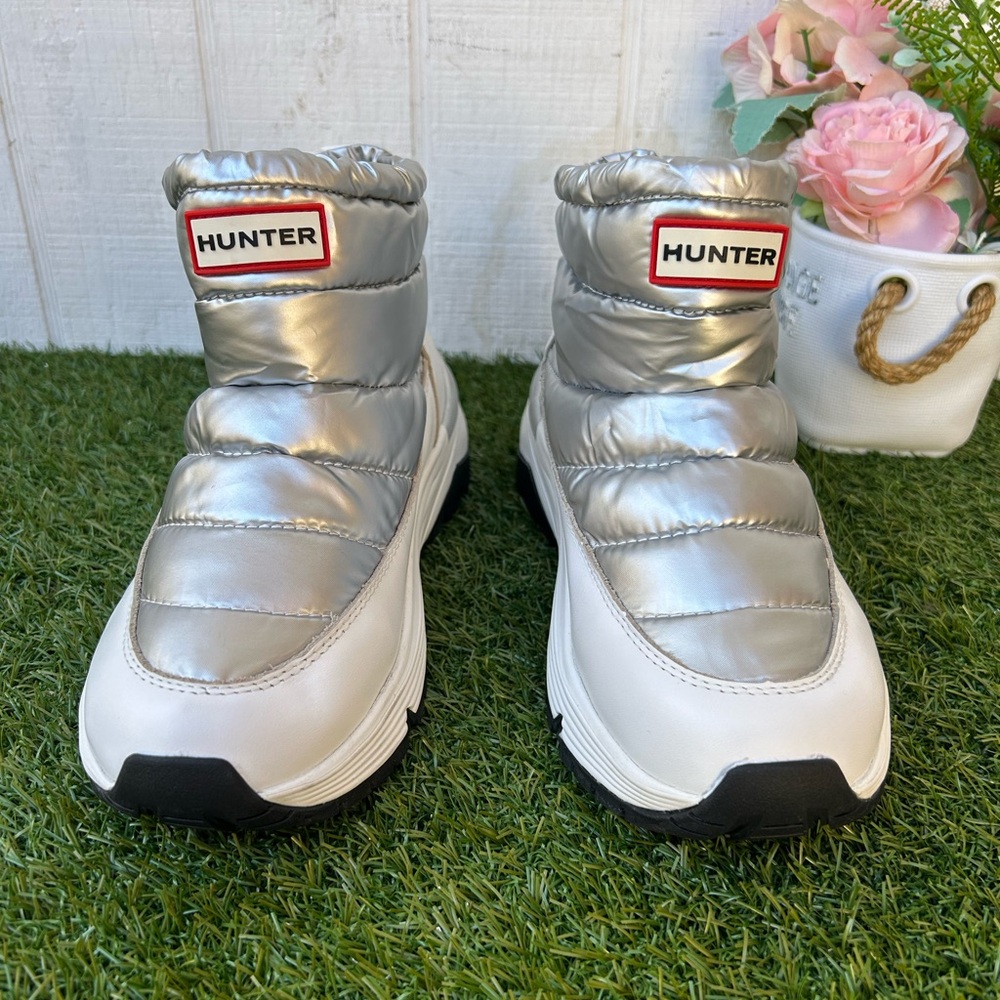 HUNTER WomenAnne Insulated Waterproof Snow Booties SILVER size 6 US NEW - Picture 7 of 16